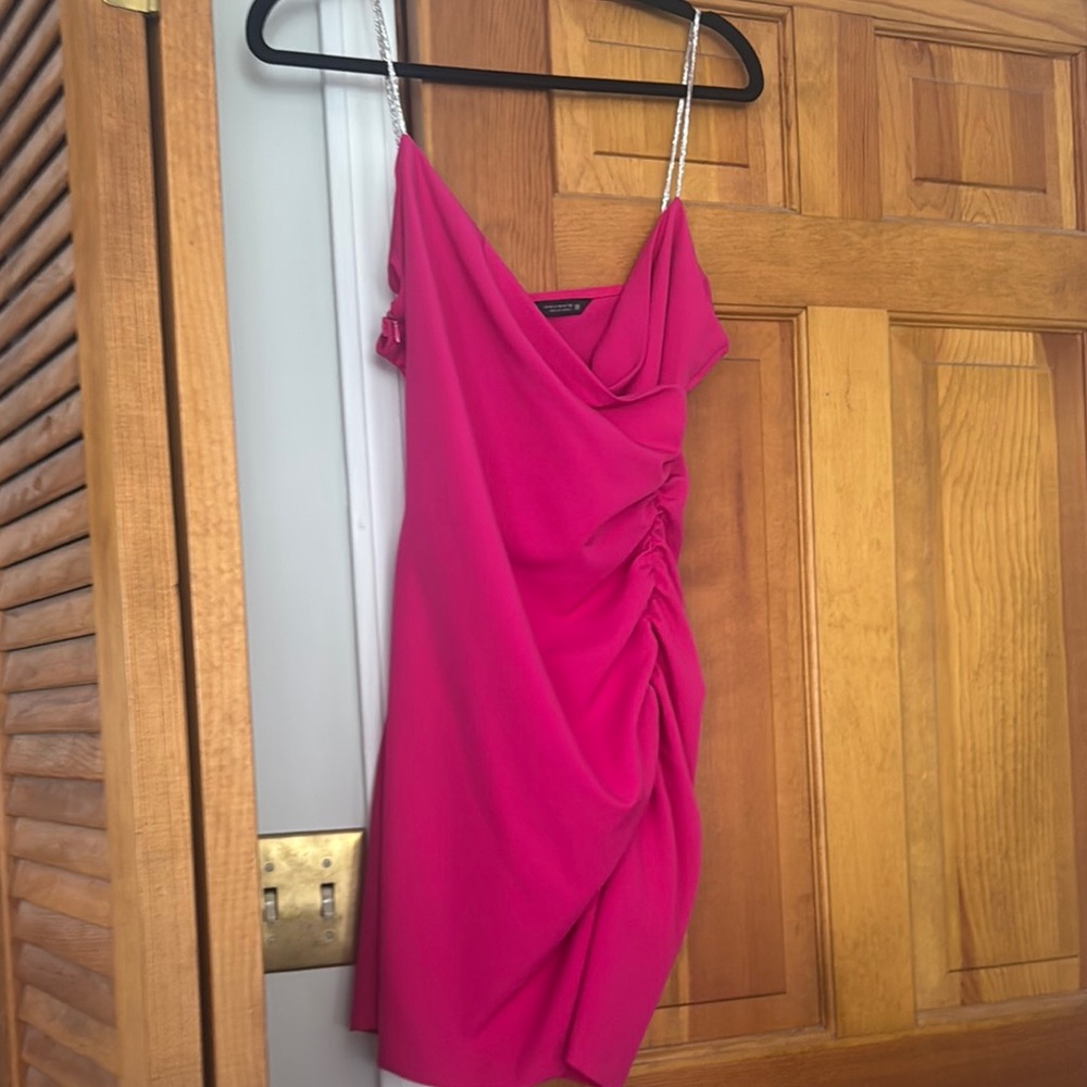 Zara Fuchsia Ruched Dress (never worn)
